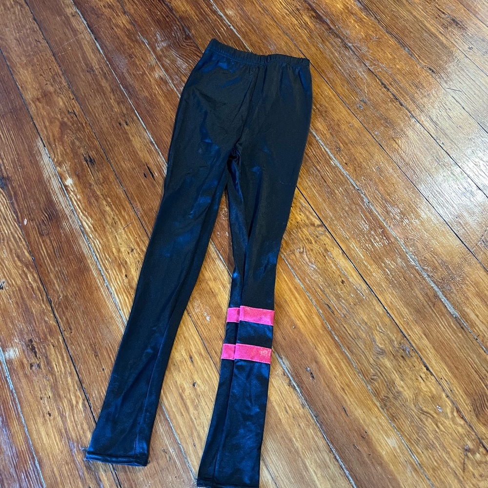 Weissman Black Leggings with Pink Stripes